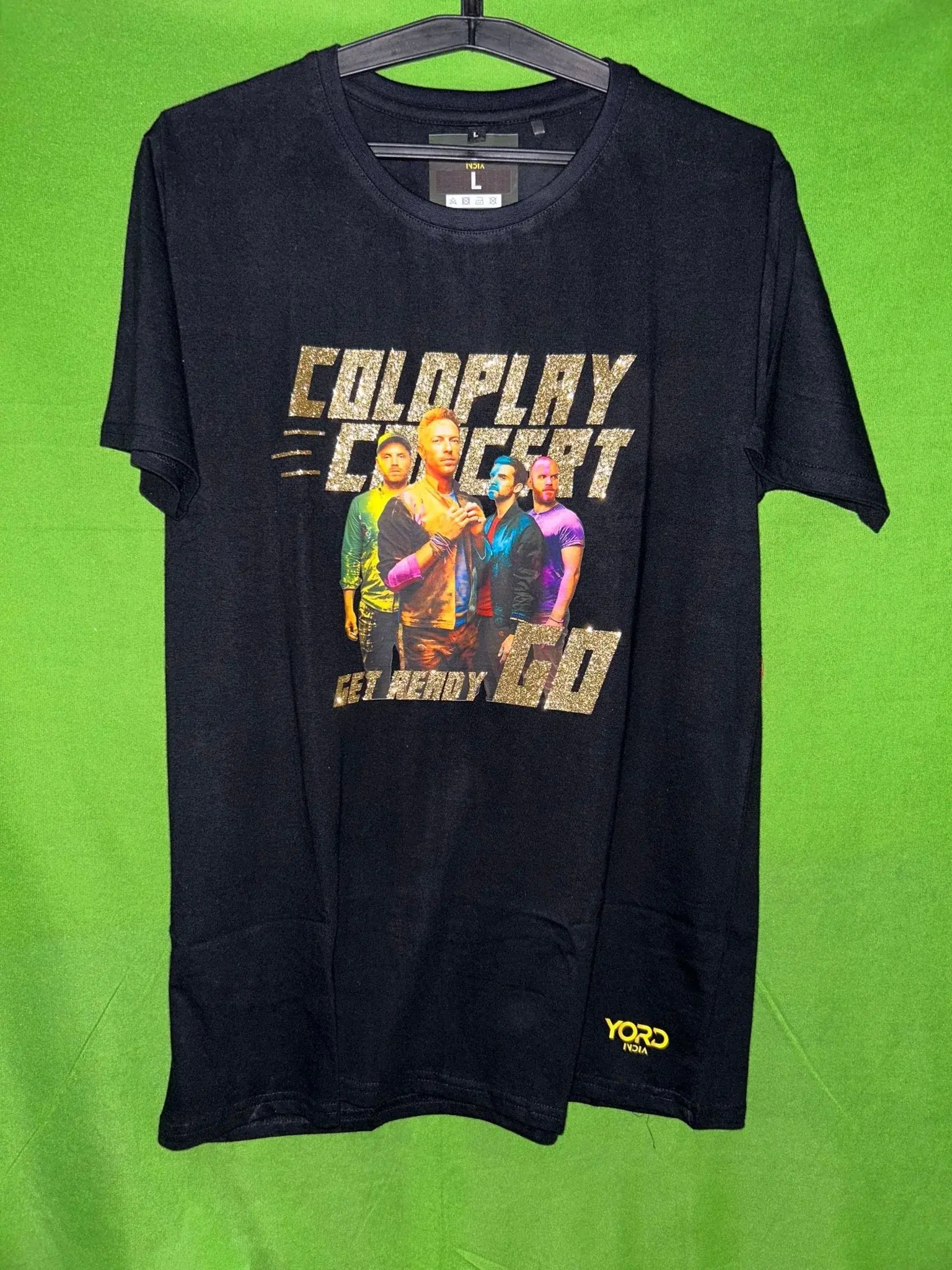 Premium Coldplay Concert Glitter T-Shirt - Luxury Oversized French Terry Cotton - Get Ready Go Edition - YORD