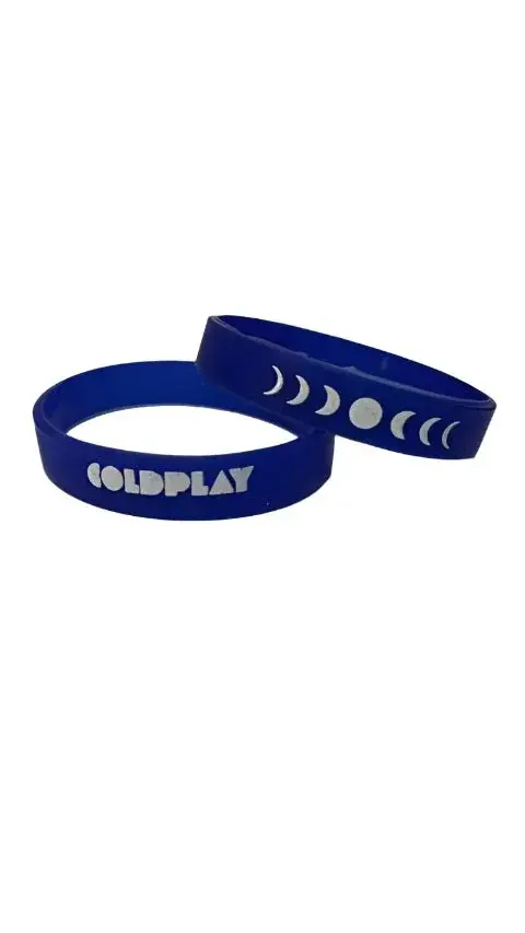Coldplay Wristband Set - Blue with White Print (Pack of 2) - YORD