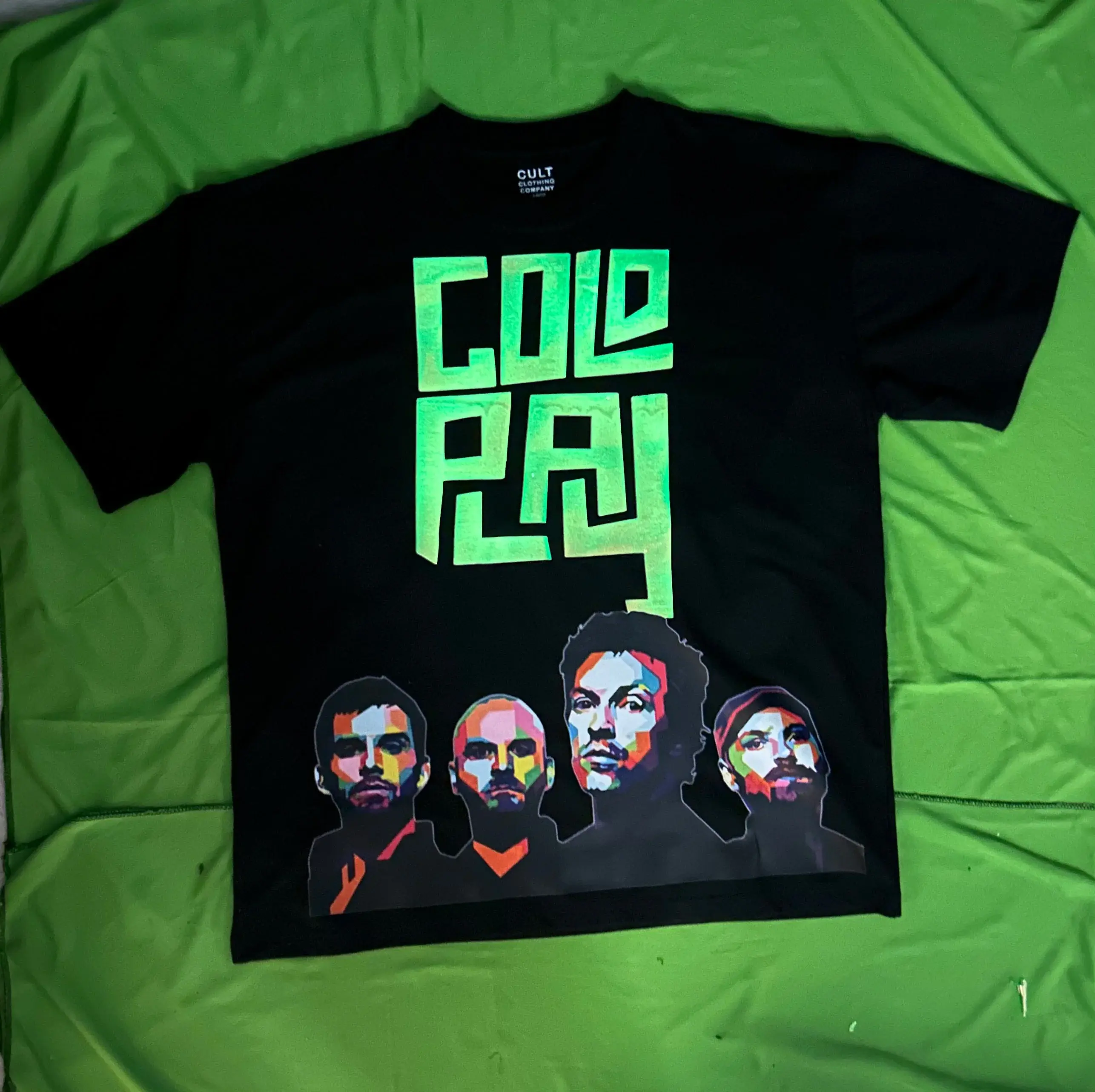 Coldplay Square Design Premium French Terry Cotton Glow in dark T-Shirt