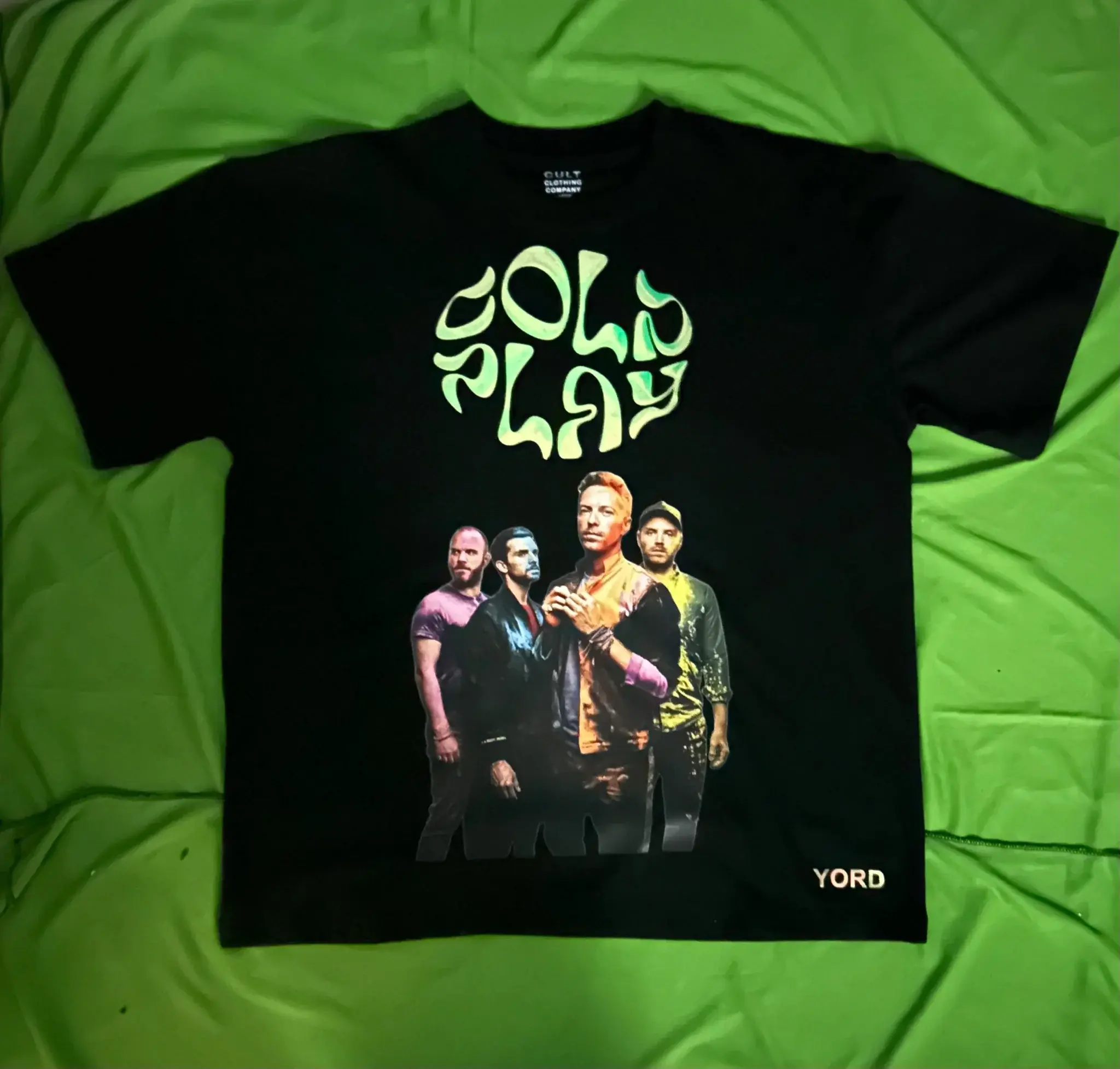 Coldplay Logo and Lights will guide you home in the front Premium French Terry Cotton Glow in dark T-Shirt - YORD