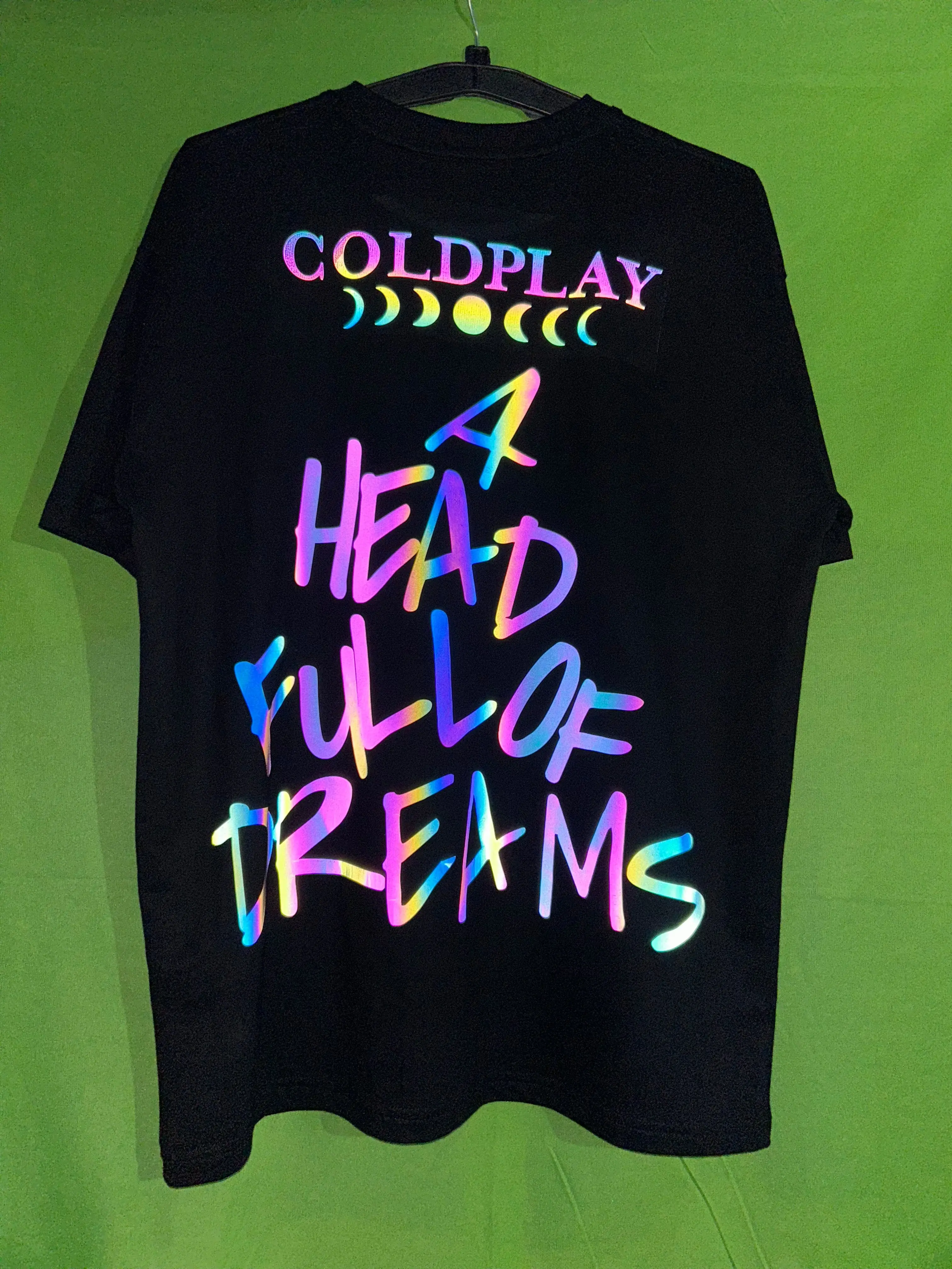 Coldplay Faces Splash Front & A head full of dreams in the Back Premium French Terry Rainbow Reflector T-Shirt