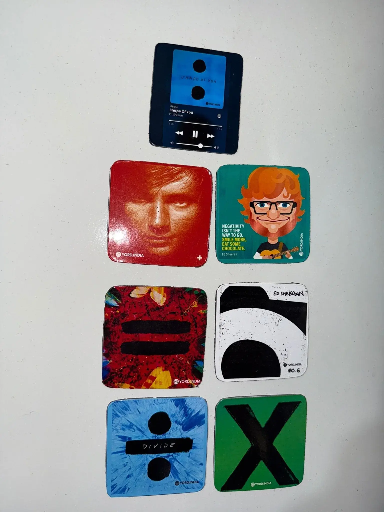 Ed Sheeran Album Cover Collection Fridge Magnets - Set of 7 Square Magnets (7x7cm) - YORD