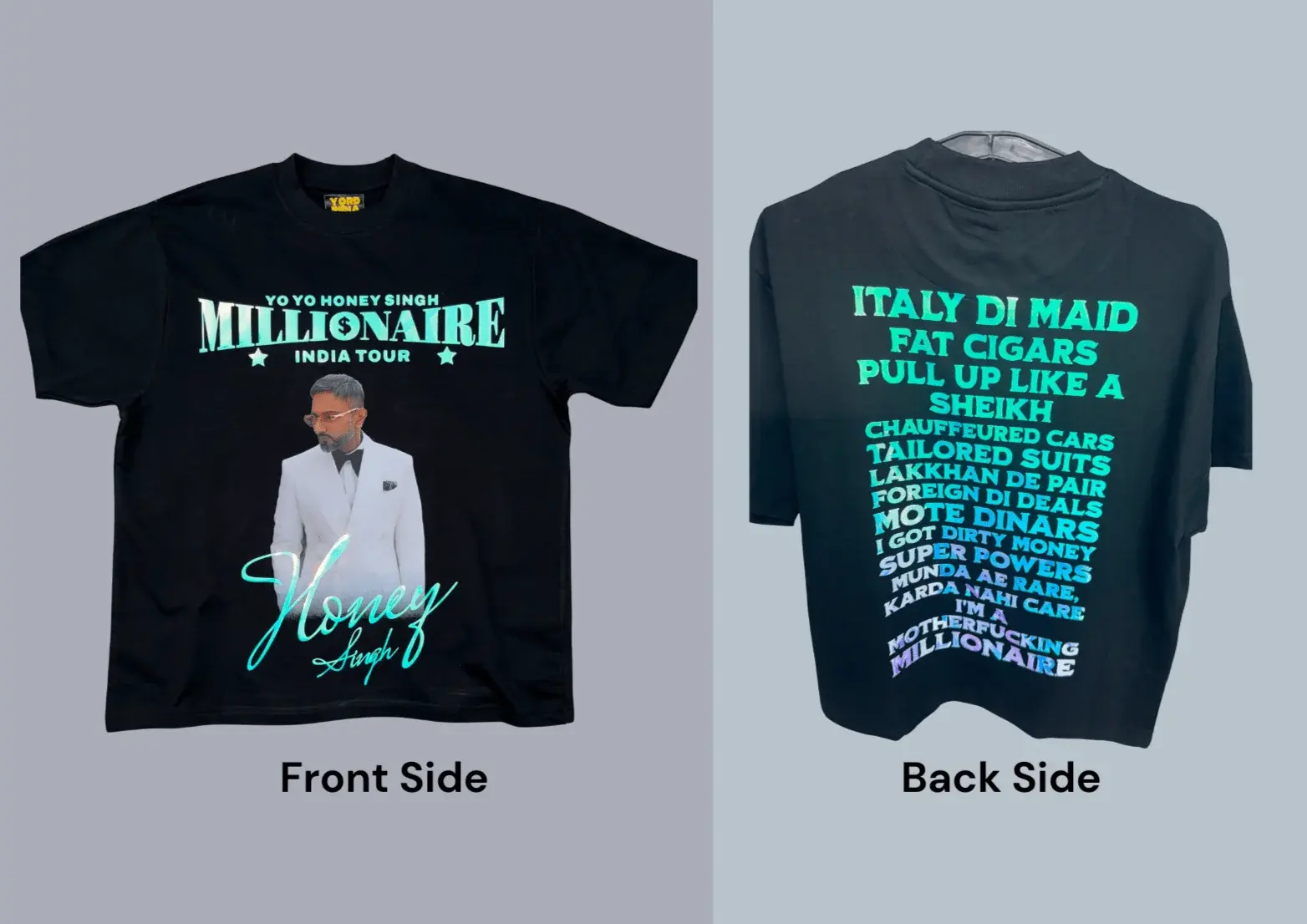 YO YO HONEY SINGH "MILLIONAIRE" PREMIUM GLOW IN DARK CONCERT T - SHIRT With TWO Fridge Magnets FREE - YORD