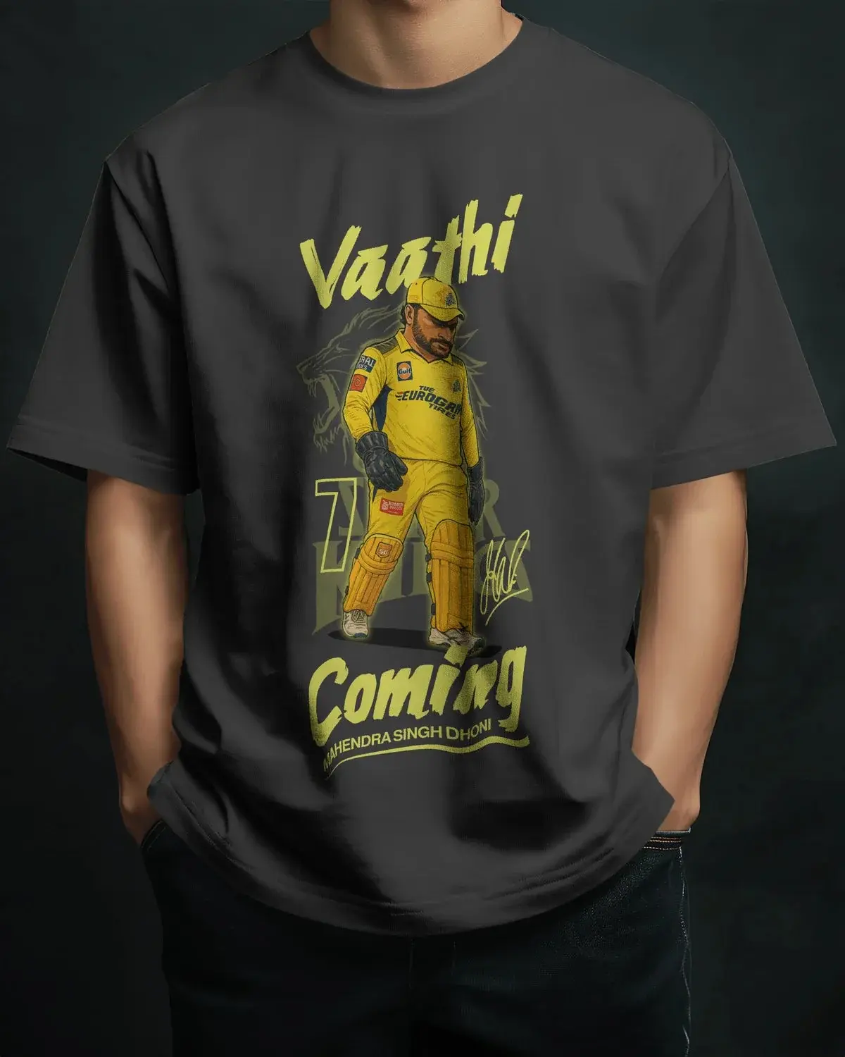 Premium CSK Vaathi Coming MS Dhoni IPL 7 Tribute T-shirt