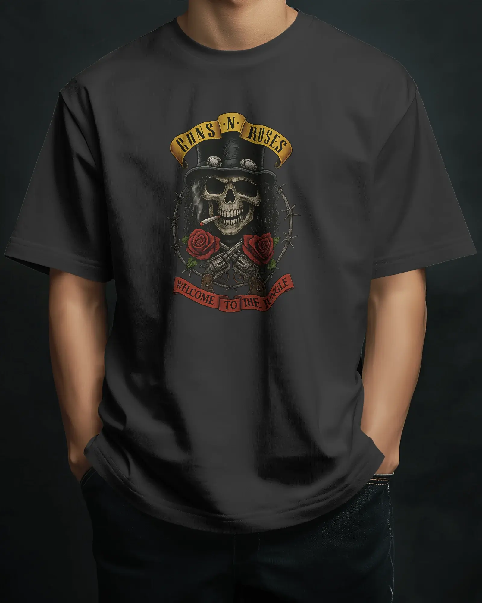 Premium Guns N' Roses 'Welcome To The Jungle' Skull T-shirt