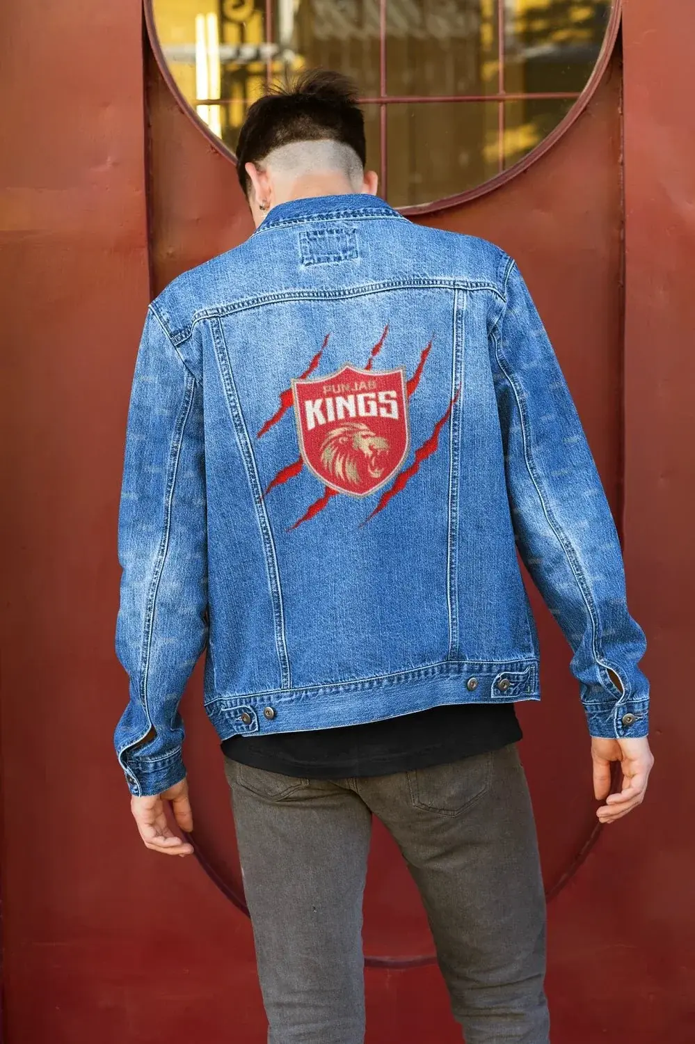 Premium Punjab Kings IPL Denim Jacket with Lion Crest Design - YORD