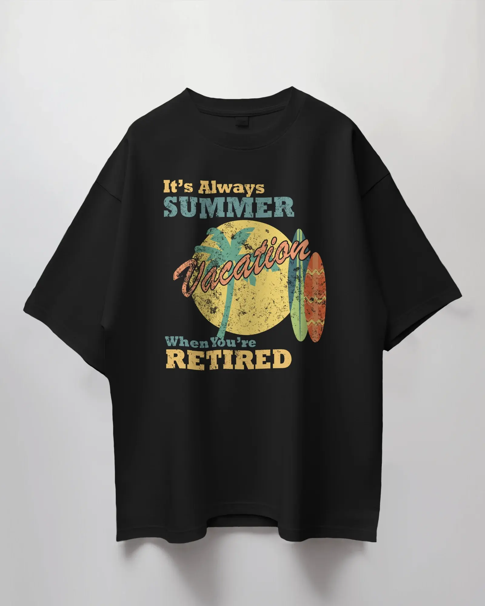 Premium Retirement Vacation Oversized Black T-Shirt