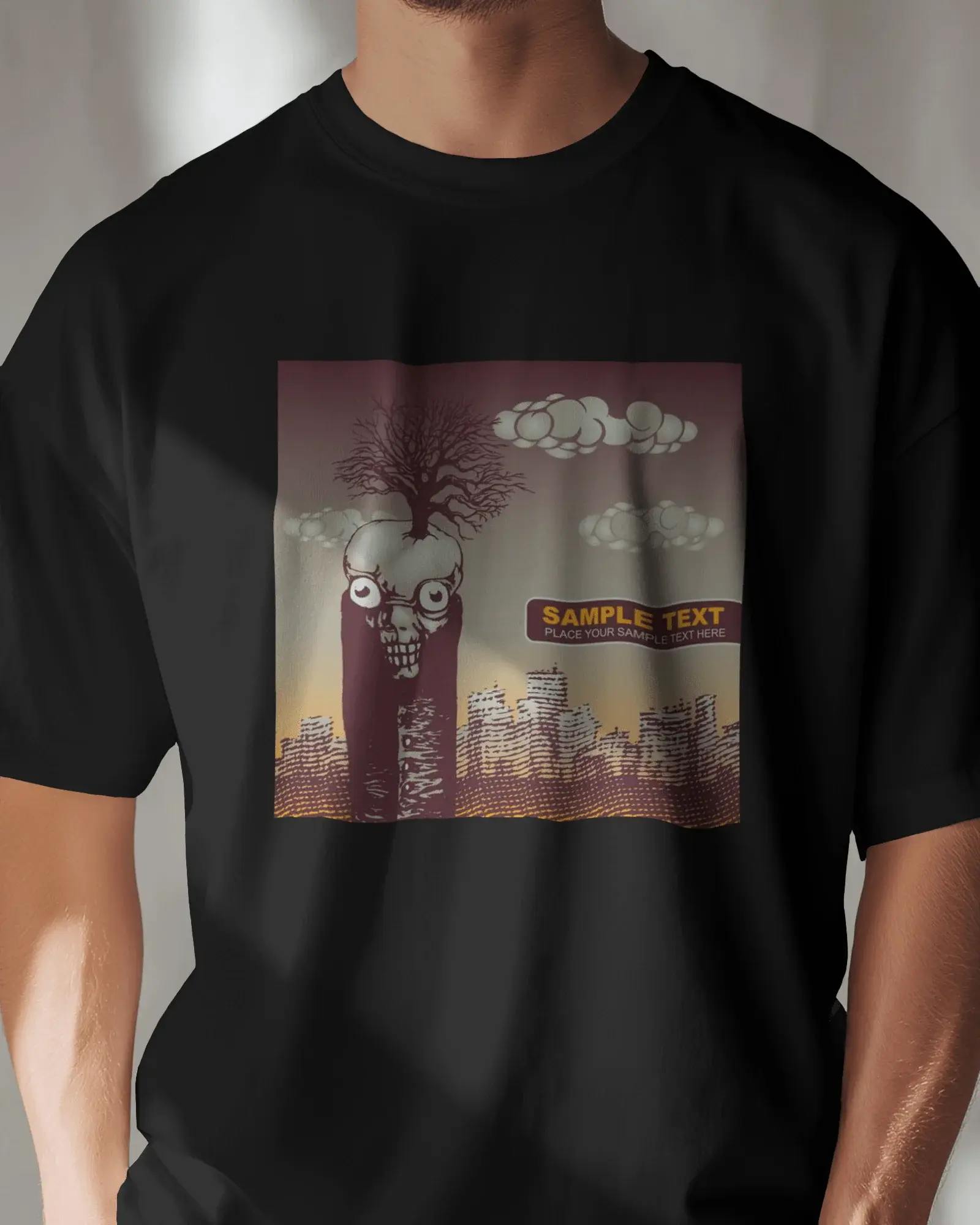 Premium Surreal Skull Tree Urban Landscape Graphic T-Shirt - YORD
