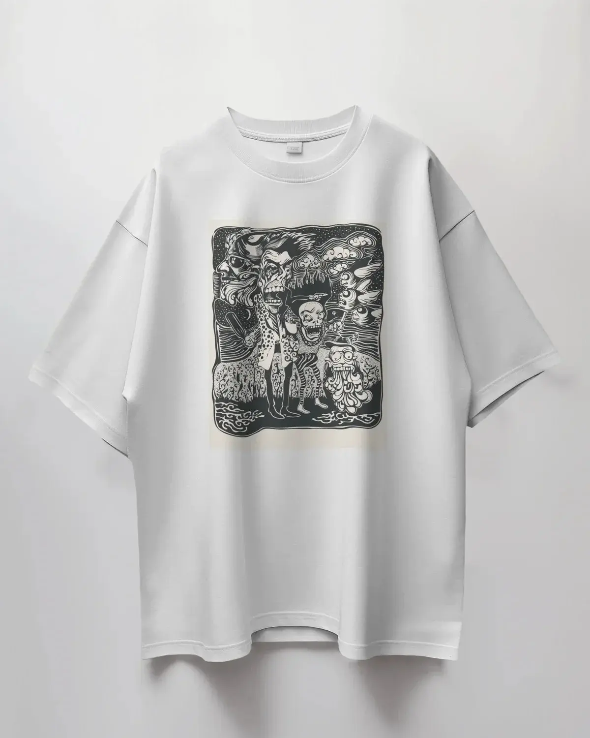 Premium Oversized Horror Ghoul Squad Graphic T-Shirt - YORD