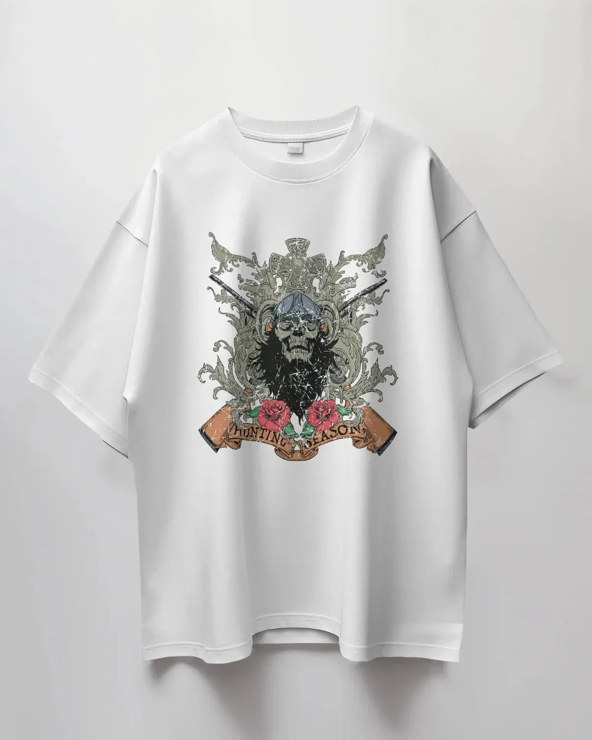 Premium Oversize Hunting Season Skull Gothic T-shirt - YORD