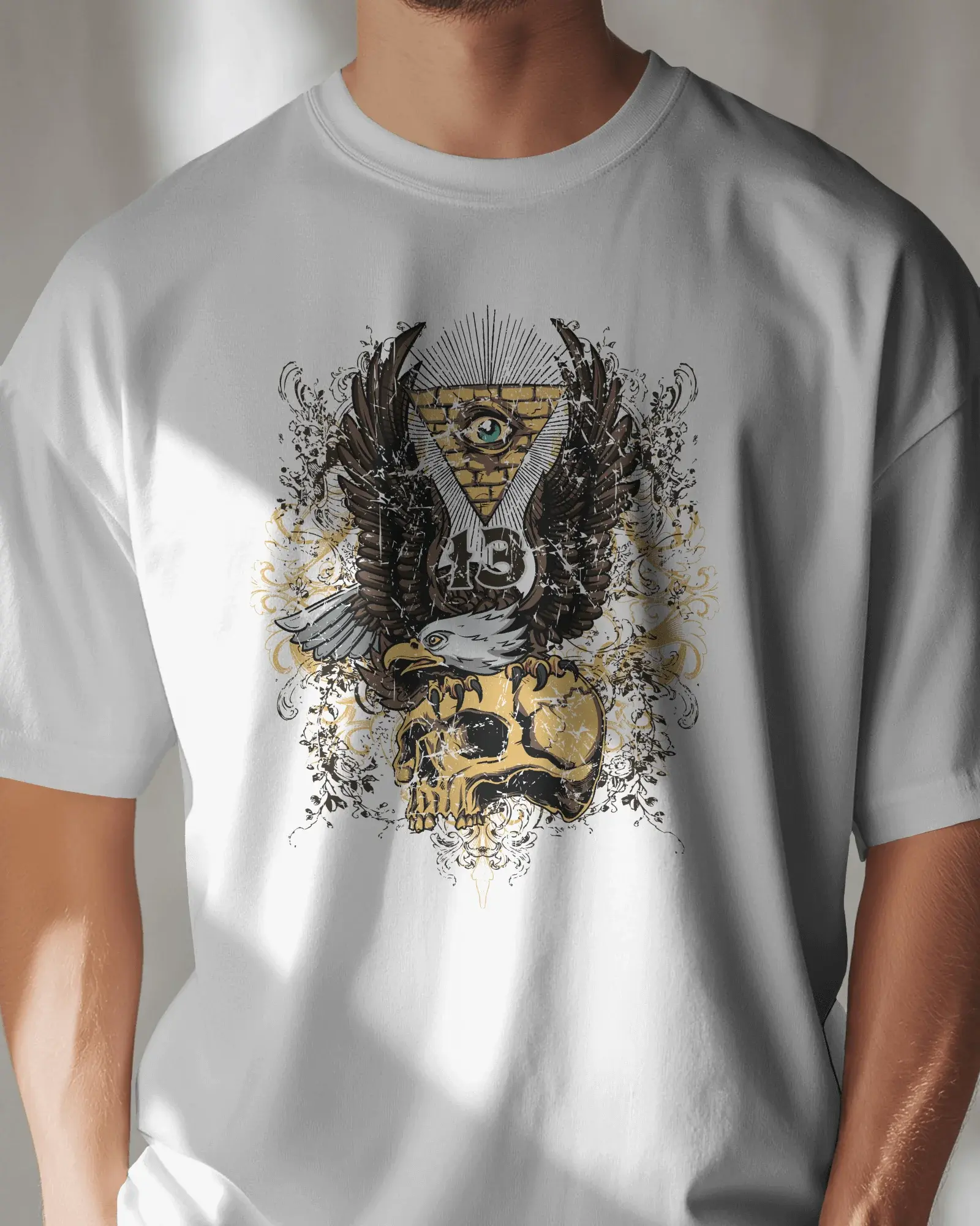 Premium Eagle & Skull Mystic Eye Graphic T-shirt - YORD