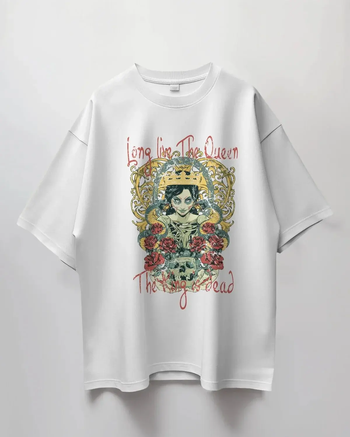 Premium 'Long Live The Queen' Gothic Art Oversized T-shirt - YORD