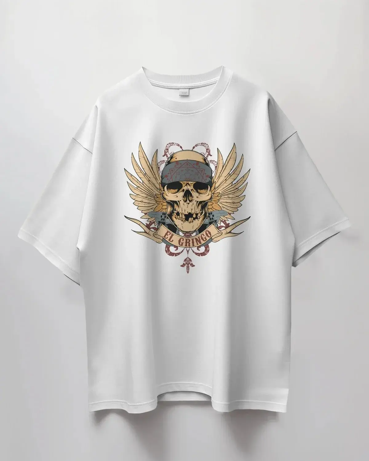 Premium El Gringo Skull Wings Oversized T-Shirt - YORD