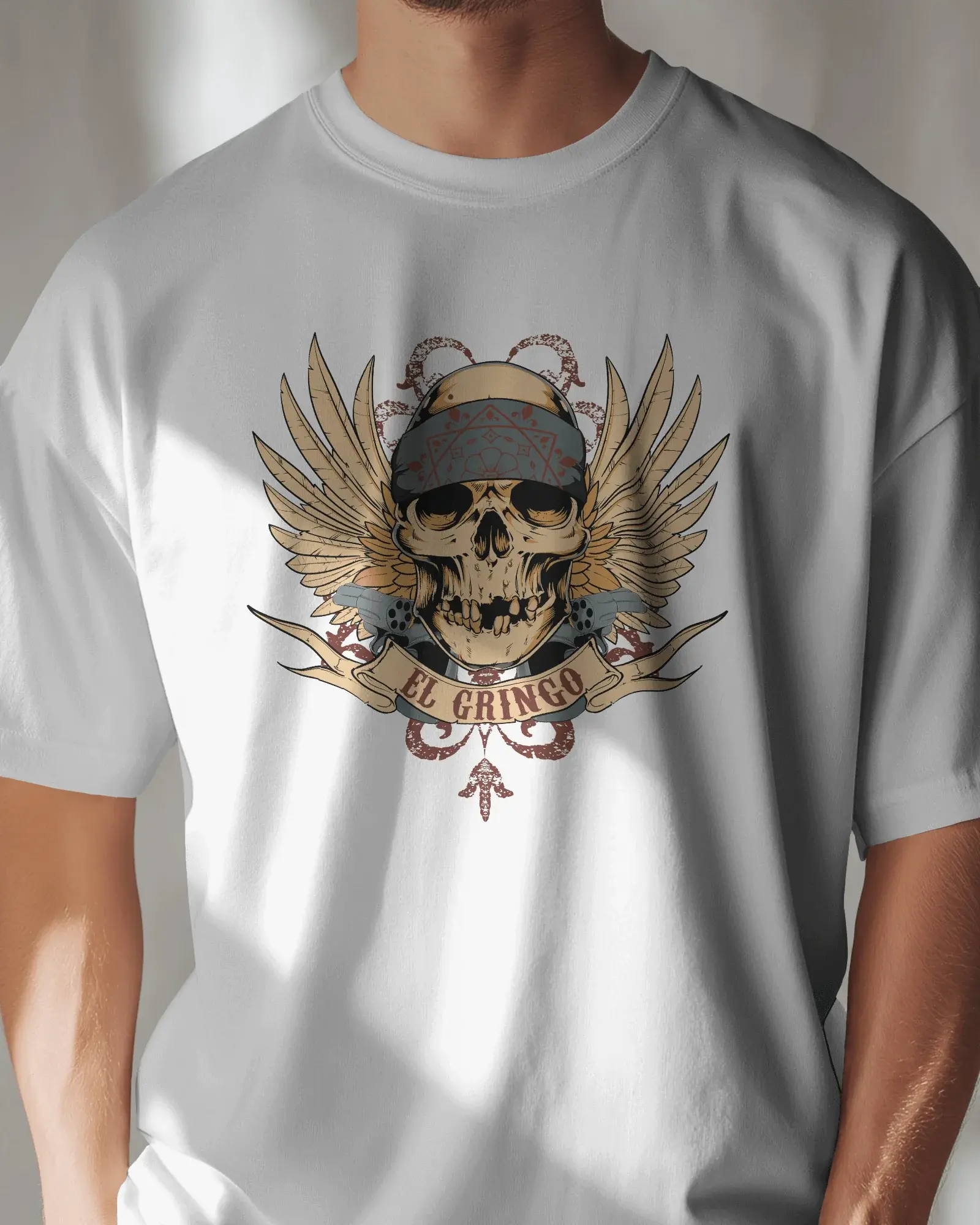 Premium El Gringo Skull Wings Regular T-shirt - YORD