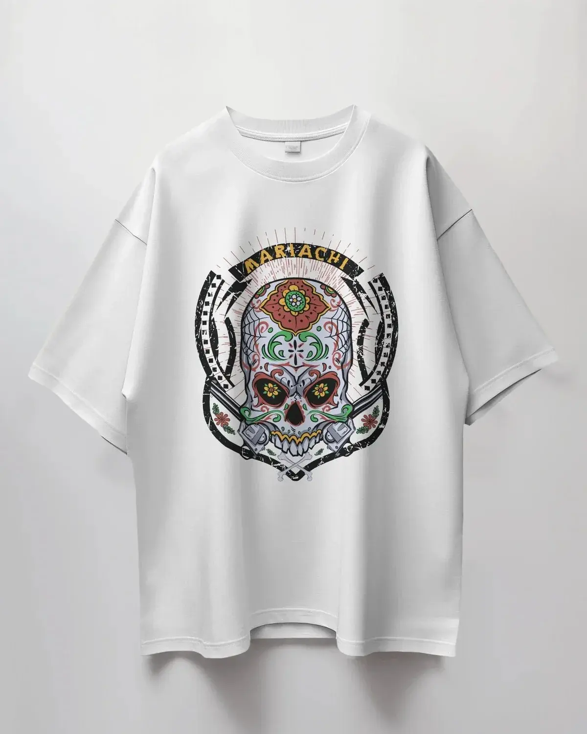 Premium Mariachi Sugar Skull Oversized T-shirt - YORD