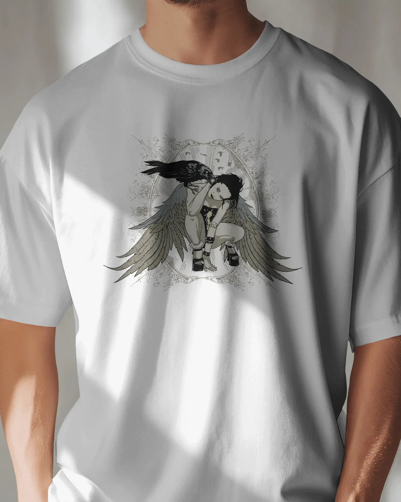 Premium Angel Wings Gothic Raven T-Shirt | Limited Edition - YORD