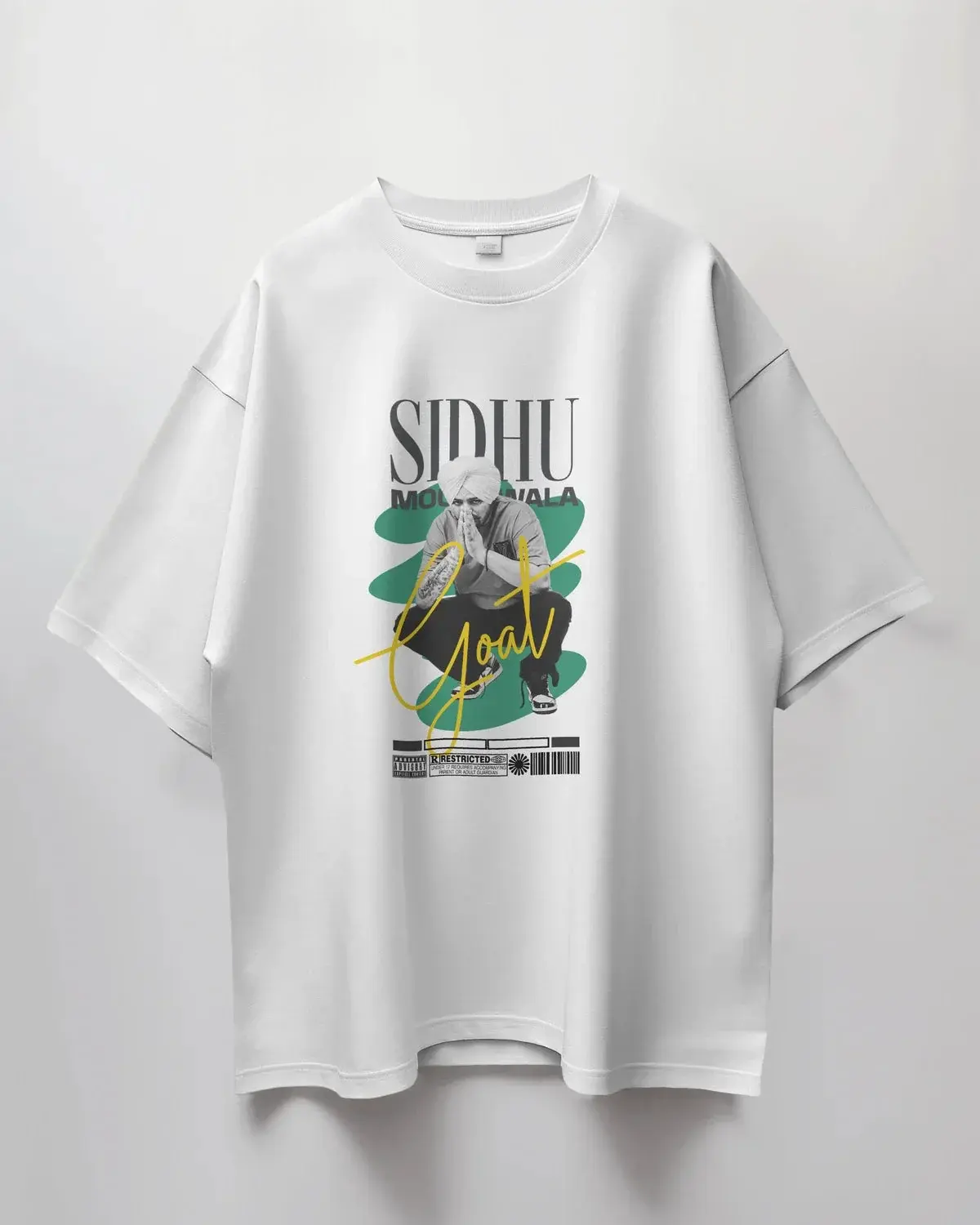Premium Oversized SIDHU MOOSEWALA GOAT White T-shirt