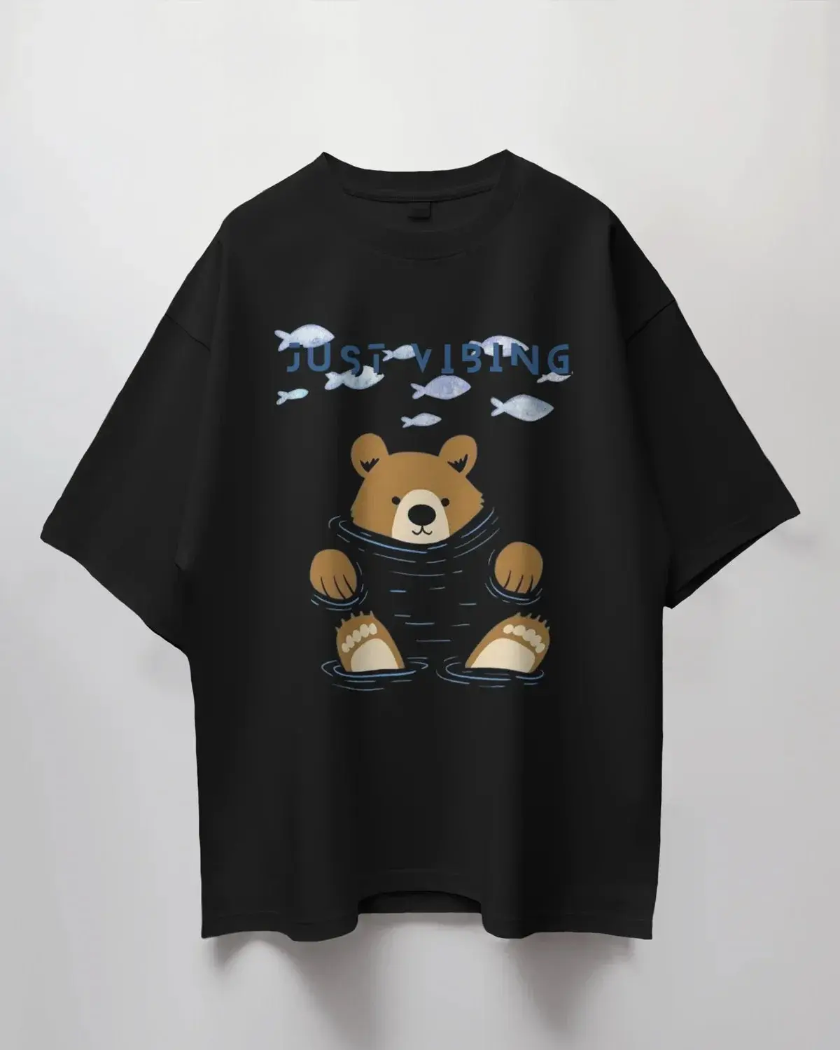 Premium 'Just Vibing' Bear Oversized T-shirt