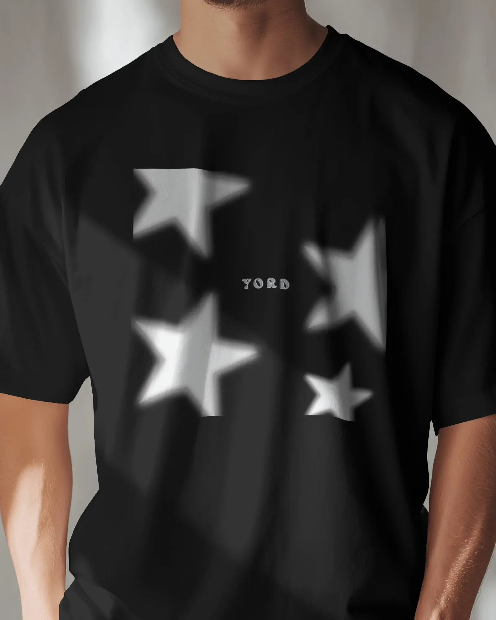 Premium YORD Star Glow Print Black Regular T-Shirt - Limited Edition