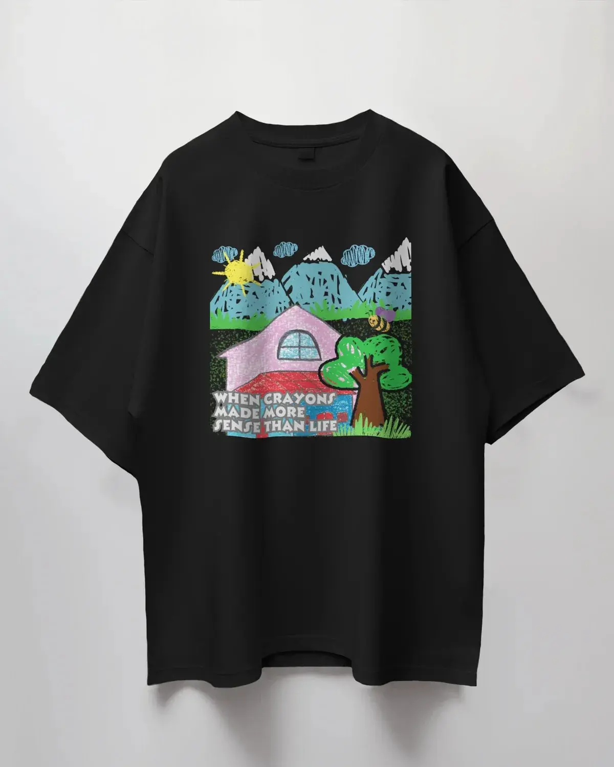 Premium Crayon Art Oversized T-Shirt | Childhood Nostalgia