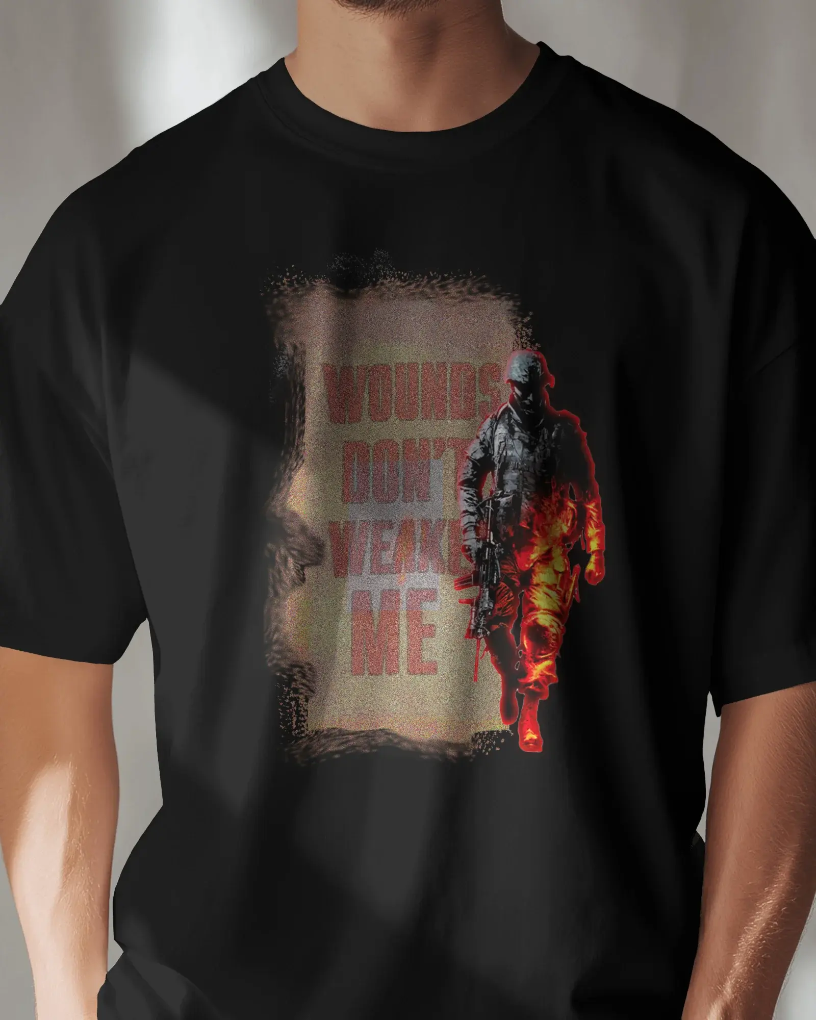 Premium Military 'Wounds Don't Weaken Me' Graphic Regular T-shirt