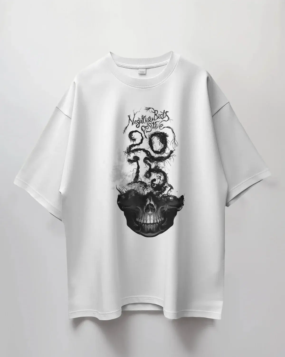 Premium Negative Beats Positive 2023 Skull Oversized T-shirt