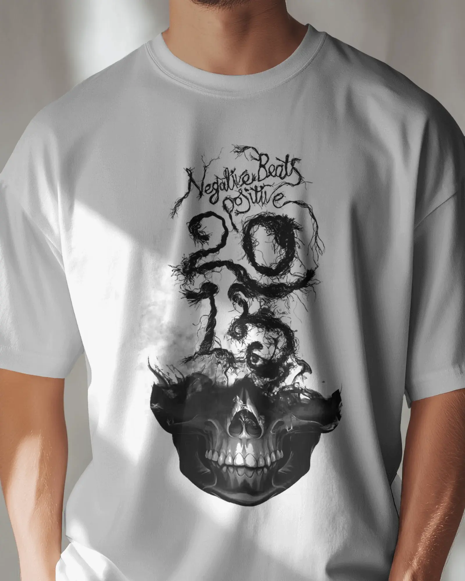 Premium Negative Beats Positive 2015 Skull Art Regular T-shirt