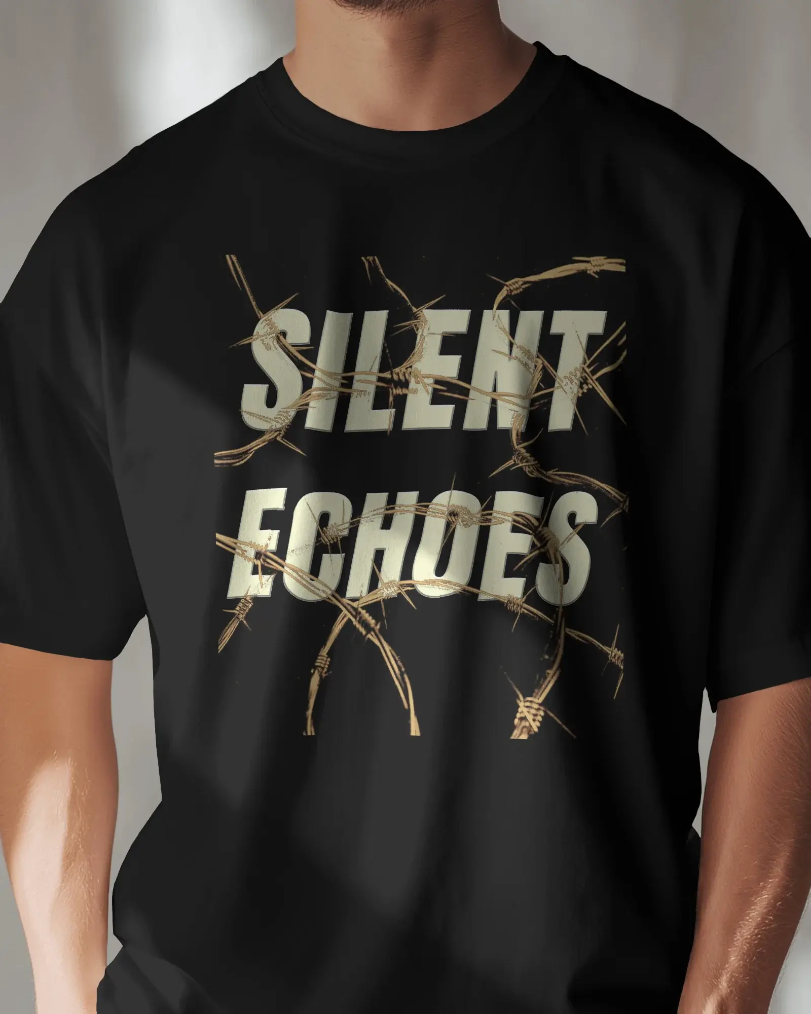 Premium Silent Echoes Barbed Wire Graphic Regular T-shirt