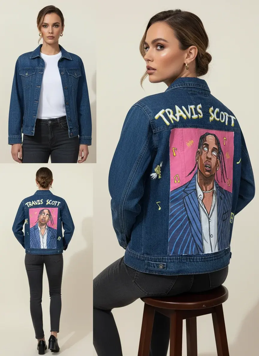 Premium Hand-Painted Travis Scott Concert Denim Jacket